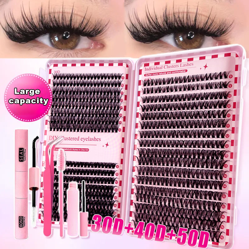 Bộ nối mi giả DIY, 5 mảnh 30D 40D 8D Hỗn hợp 8-16mm với keo dán áo mưa