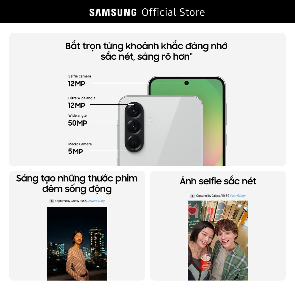 Combo Độc Quyền: ĐIện Thoại Samsung Galaxy A56 128GB + Tai nghe Samsung Galaxy Buds Core (Trắng) | BigBuy360 - bigbuy360.vn