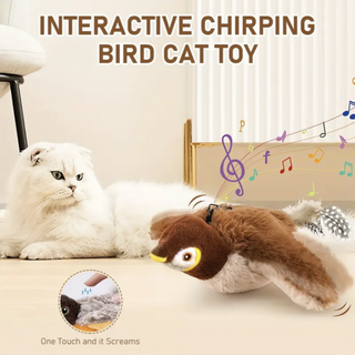Tương tác vỗ cánh chim sẻ Đồ chơi mèo Chirping Bird Touch Kích hoạt USB có thể sạc lại cho mèo con Chó nhỏ