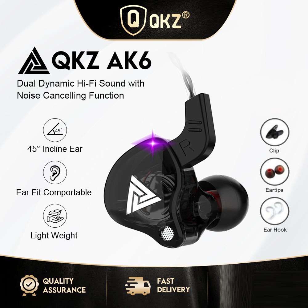 QKZ AK6 - Tai nghe thể thao AK6-X Tai nghe năng động chất lượng cao có micrô Phiên bản nâng cấp Tai 