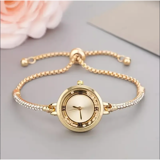 Đồng hồ đeo tay nữ thời trang - Điểm nhấn kim cương tròn và chữ số La Mã với chiều dài điều chỉnh được.
