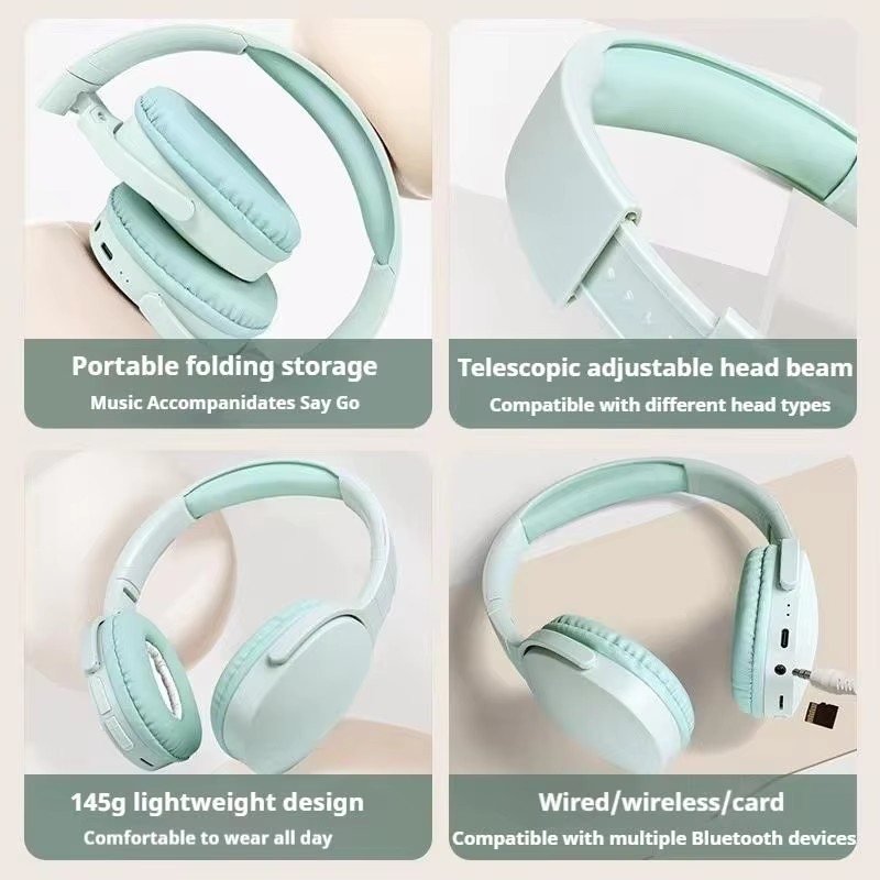 P2961 Tai nghe không dây Tai nghe Hifi âm thanh nổi Tai nghe trò chơi có Mic Tai nghe có thể gập lại Loa siêu trầm Hifi âm thanh nổi Tương thích với nhiều thiết bị | BigBuy360 - bigbuy360.vn