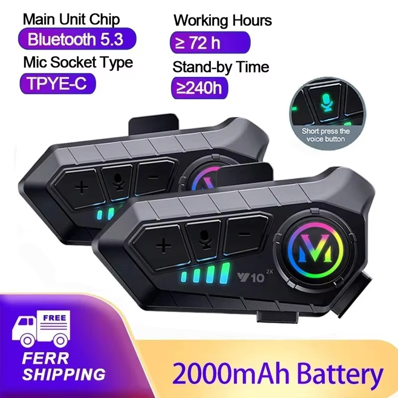 Y10 Mũ bảo hiểm xe máy Intercom Tai nghe Bluetooth Tai nghe không dây chống nước rảnh tay Loa Interp