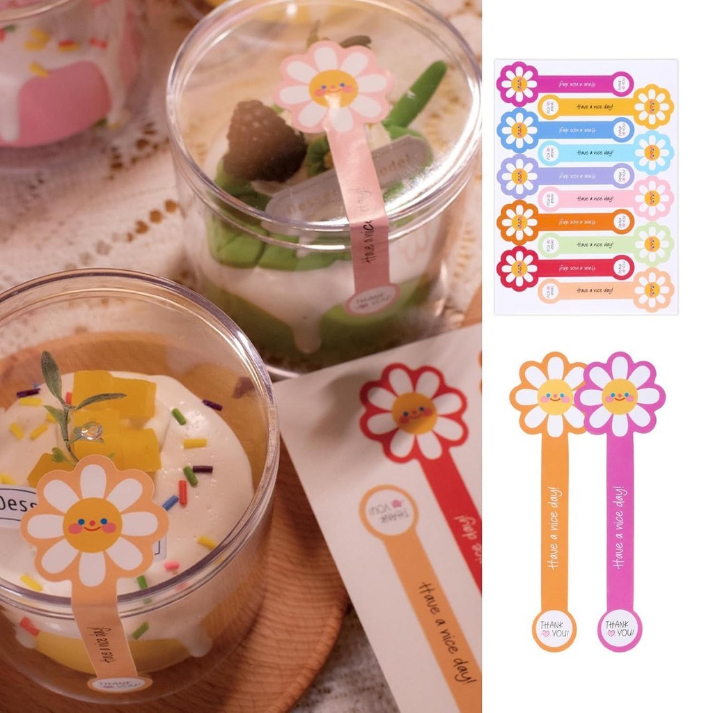 Bộ nhãn dán mới 100 cái / gói, nhãn dán dài cảm ơn, nhãn dán hộp bánh, nhãn dán đóng gói bánh.