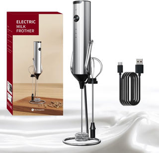 Máy tạo bọt sữa USB Máy tạo bọt cà phê có thể sạc lại Máy đánh trứng điện 3 tốc độ có thể điều chỉnh với 2 Máy khuấy bằng thép không gỉ có thể tháo rời Thích hợp cho Latte Cappuccin0