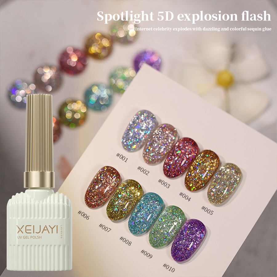 Xeijayi 15ML Bộ sơn móng tay Gel lấp lánh tuyệt đẹp: Bộ sưu tập kim cương dành cho người mới bắt đầu - Hoàn hảo cho nghệ thuật làm móng