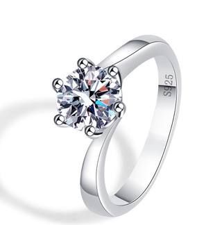 Nhẫn nữ Moissanite mạ bạc 925