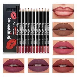 Lipliner 12 Màu Phác Thảo Môi Hình Chống Thấm Nước Bền Chống Dính Cốc Matte Son Môi Lipliner Bộ Quà Tặng Giáng Sinh