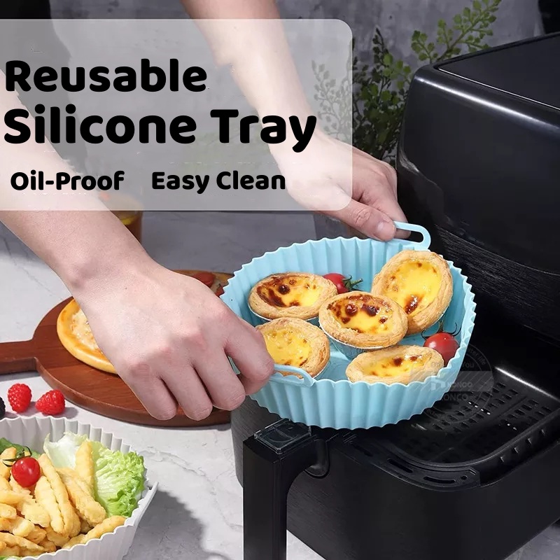 Tấm lót nồi chiên không khí silicone có thể tái sử dụng Máy chiên không khí lót silicon silicon cho khay silicon chiên không khí