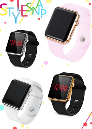 Đồng hồ điện tử vuông phong cách mới Đồng hồ điện tử thể thao cặp đôi Đồng hồ điện tử thời trang dạ quang