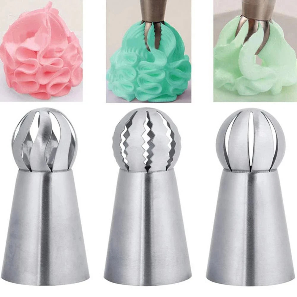 Nga Ống Vòi Phun 3 Kiểu Quả Cầu Bóng Đóng Băng Bánh Kẹo Bánh Ngọt Đầu Sugarcraft Cupcake Trang Trí Nhà Bếp Dụng Cụ Nướng