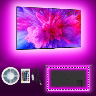 Đèn Led cho đèn nền Led TV, Đèn Led dải RGB 9,8ft cho đèn TV phía sau, Dải đèn Led TV USB cho TV 32-43in, Đèn nền TV đồng bộ điều khiển từ xa 24 phím cho phòng chơi game