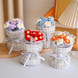 7 bó hoa dệt kim len, mô phỏng hoa phồng, gió nhỏ thơm, bó hoa cầm bó hoa, bó hoa dệt kim vải