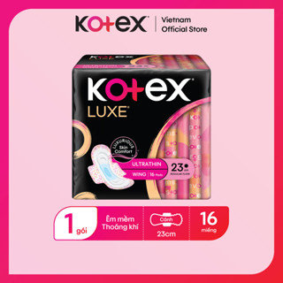 Băng Vệ Sinh Kotex LUXE  Mặt Bông Êm Mềm Dễ Chịu Với  4000 Lỗ Thấm Hút Siêu Tốc23cm 16 Miếng/Gói