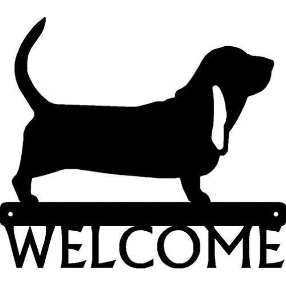 Basset Hound Dog Ký hiệu chào mừng Wrought Iron Crafts Đồ trang trí bằng kim loại Ký hiệu Tác phẩm nghệ thuật đẹp Nhãn dán tường Trang trí hình dạng- Mặt dây chuyền kim loại rộng 12 Inch Nghệ thuật treo tường Phụ kiện trang trí nội thất