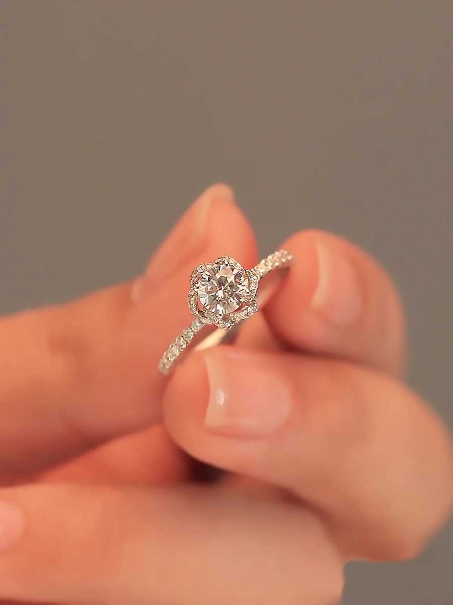 Hoa Hồng Nhân Tạo Moissanite Nhẫn Kim Cương Nữ Bó Hoa Tất Cả Trận Đấu Cao Cấp Mô Phỏng Nhẫn Kim Cương Trang Sức