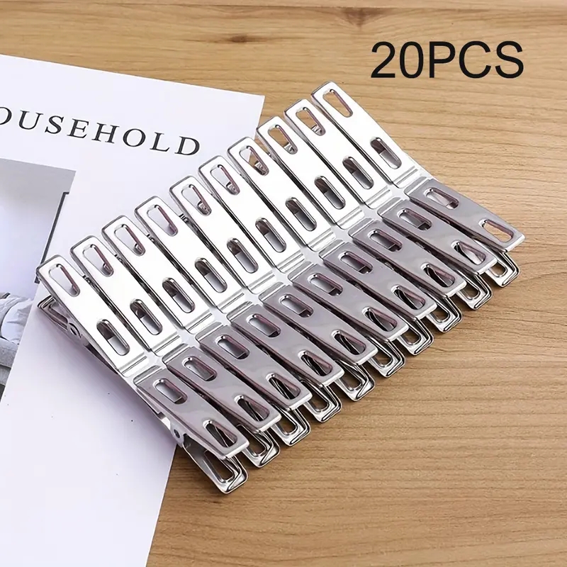 20 Miếng Kẹp quần áo bằng thép không gỉ, Kẹp quần áo nặng, Bộ MetaClip, Kẹp quần áo để treo tất, Quần áo, Hình ảnh, Con dấu thực phẩm, Kẹp quần áo ngoài trời để ngăn quần áo thổi ra