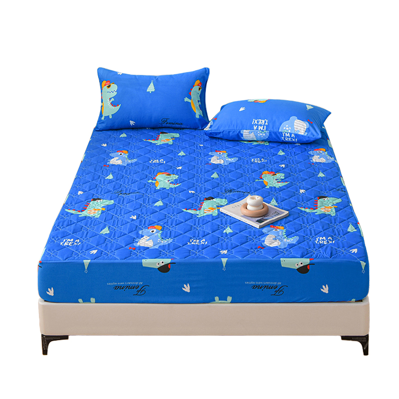 Tấm trải giường dày Tấm bảo vệ nệm Họa tiết hoạt hình màu xanh Khăn trải giường Chiều cao 25cm (Chỉ có ga trải giường)