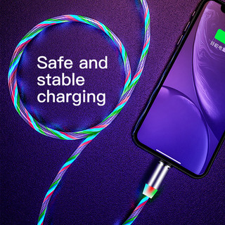 Đèn LED phát sáng Dòng chảy Cáp sạc Type-C Dây sạc nhanh USB-C sang cáp RGB LED phát sáng Dây cáp sạc nhanh phát sáng