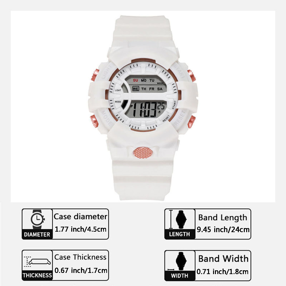 Đồng hồ điện tử kỹ thuật số tròn Unisex, Đồng hồ báo thức lịch phát sáng đa chức năng Đồng hồ điện tử Chronograph, Quà tặng tốt