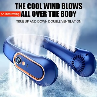 1 Quạt Treo Cổ Không Cánh, Quạt Làm Mát USB Di Động Với 5 Tốc Độ Và Màn Hình Kỹ Thuật Số - Công Nghệ Siêu Mạnh Và Thiết Kế Không Lưỡi Để Sử Dụng Ngoài Trời