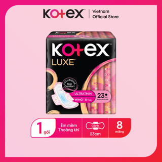Băng Vệ Sinh Kotex LUXE Mặt Bông Êm Mềm Dễ Chịu Với  4000 Lỗ Thấm Hút Siêu Tốc  23cm 8 Miếng/Gói
