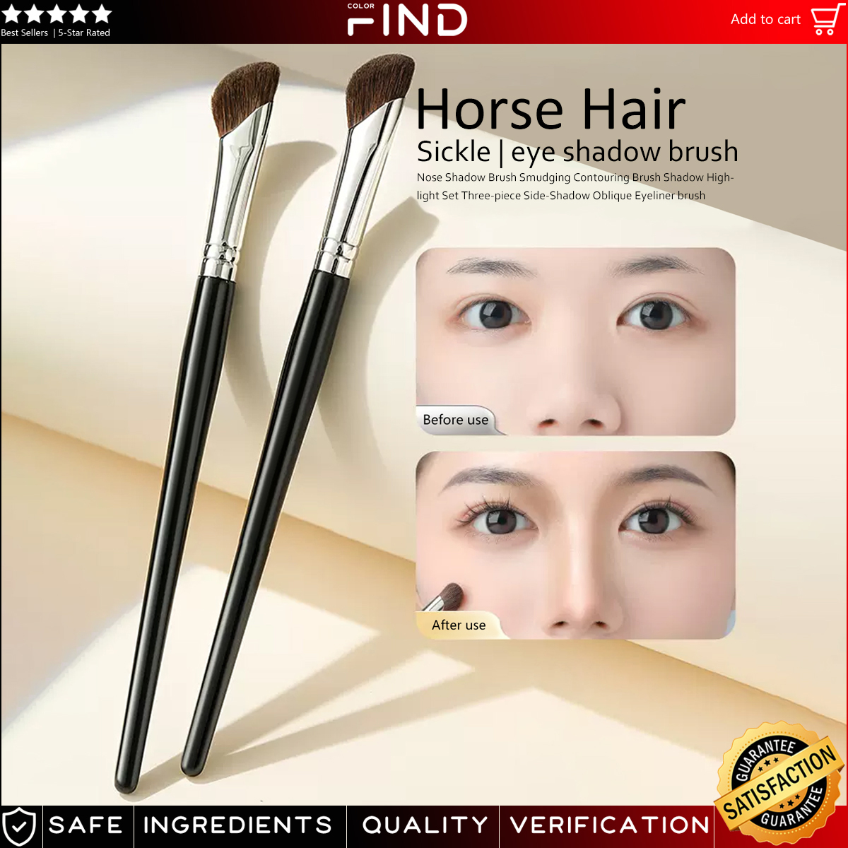 Bàn chải trang điểm Horsehair cho đường viền mũi & mắt, Bộ cọ trộn và làm nổi bật chuyên nghiệp | BigBuy360 - bigbuy360.vn