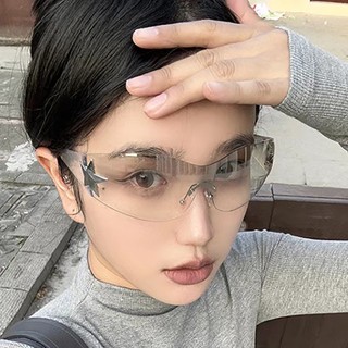 Kính râm phi công hình ngôi sao không khung Y2K Kính mắt Unisex hợp thời trang cổ điển