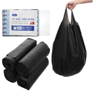1 Cuộn túi đựng rác sinh học Inochi NH139 50L màu đen có quai tiện dụng 19 cái
