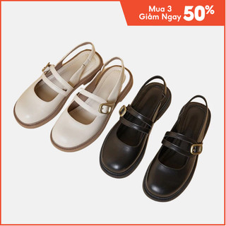 giày sục bịt mũi FREE SHIP giày lười đạp gót mẫu mới phong cách hàn quốc lolita 2 dâyMã: QV 44