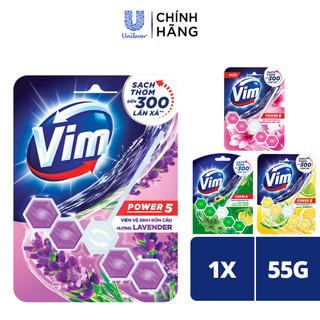 [MUA 3 TẶNG 1] Viên treo bồn cầu VIM POWER 5 sạch khuẩn thơm mát 55G/ viên