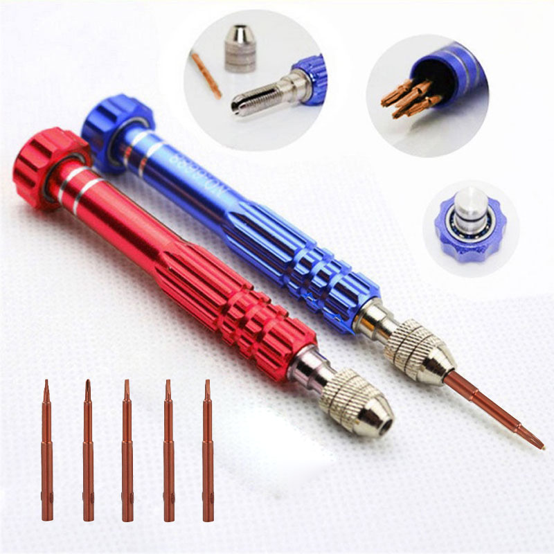 Hàng sẵn có 5 trong 1 Hợp kim tháo rời từ tính Bộ công cụ tuốc nơ vít sửa chữa mở cho điện thoại di động Thiết bị điện tử
