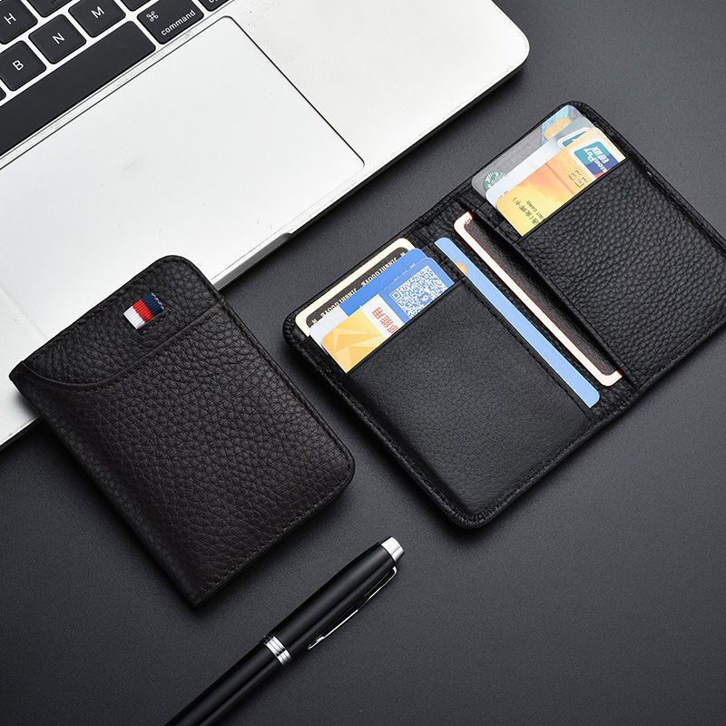 Ví nam siêu mỏng, da thật, mini, đa năng, chứa bằng lái và thẻ, thiết kế nhỏ gọn, tiện lợi cho mọi hoạt động.