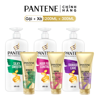 Combo Dầu Gội PANTENE Pro-V Chai 1200ml / Dầu Xả 3 Phút Diệu Kì 3MM 300ml