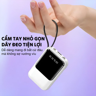 Sạc dự phòng 20000mAh 10000mAh sạc nhanh pin mini dung lượng lớn có sẵn dây sạc nhiều điện thoại Mã: SC5222:20000mah