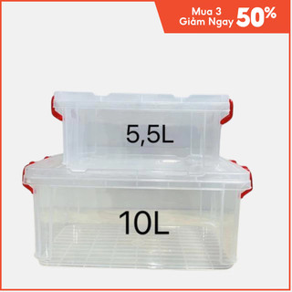 HỘP NHỰA TRONG SUỐT ĐỰNG THỰC PHẨM cỡ 5,5L có khoá gài nắp to chắc chắn nhựa PP Cao cấp Việt Nhật Mã: NH376