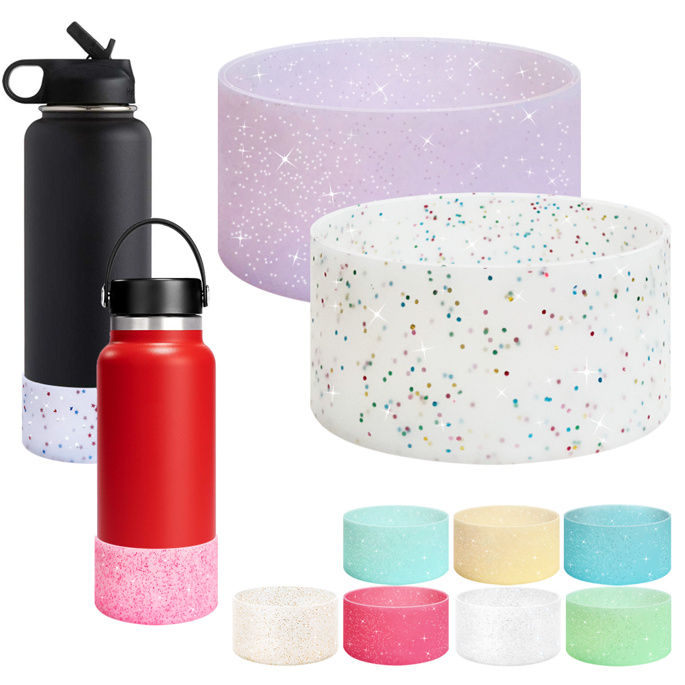 Bọc Silicone Bảo Vệ Bling, Tương thích với Bình Nước Aquaflask Hydro Flask 12oz-24oz, 32/40oz Nhũ Đỏ