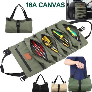 Túi cuộn công cụ, Cuộn công cụ, Túi cuộn cờ lê đa năng bằng vải, Dụng cụ cuộn công cụ, 5 túi dụng cụ dây kéo Túi cuộn dụng cụ thợ điện, Dụng cụ treo Túi đựng dây kéo