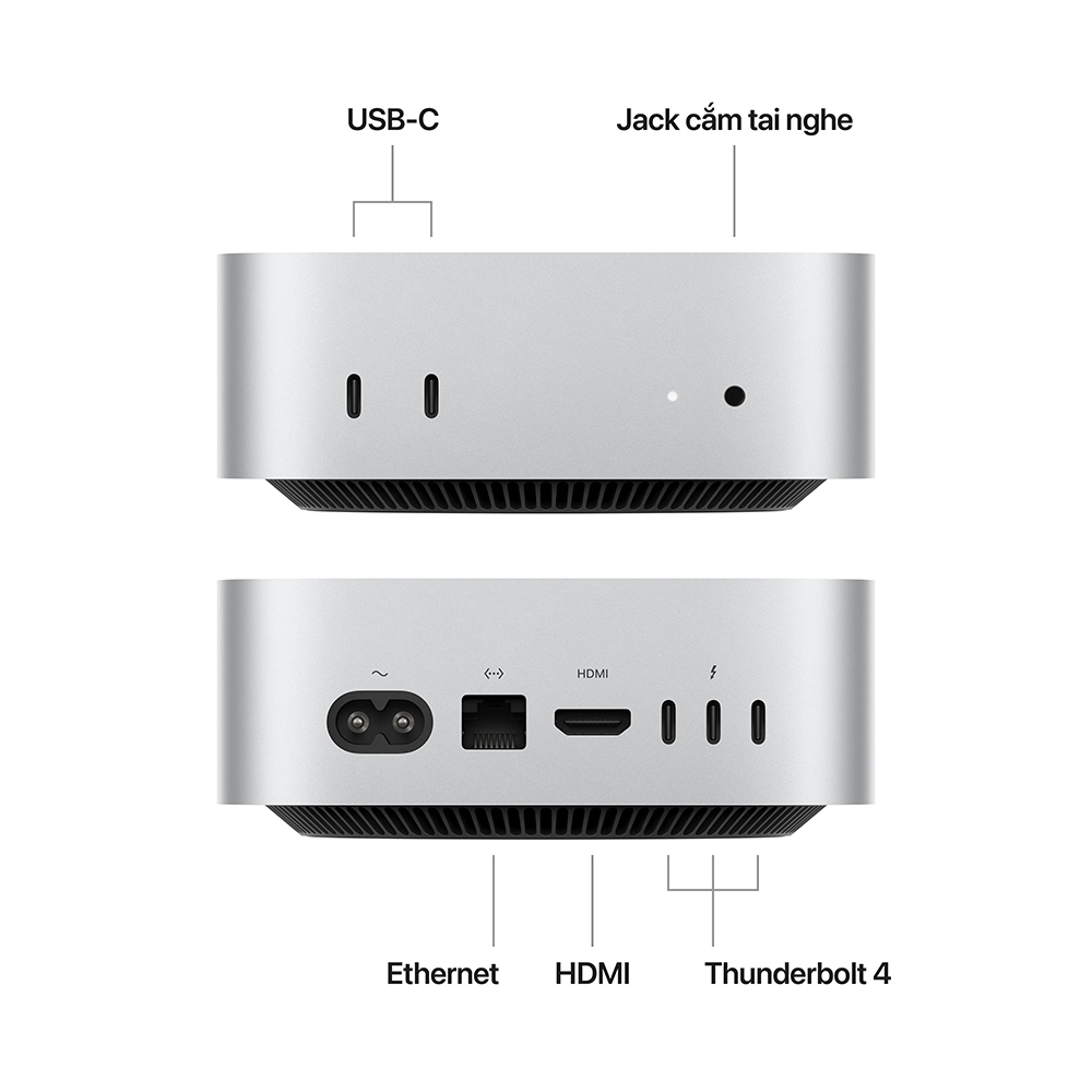 Máy tính để bàn Apple Mac mini, M4, 10 core CPU/10 core GPU, 16GB memory, 512GB SSD, macOS, 1Y WTY_MU9E3SA/A | BigBuy360 - bigbuy360.vn