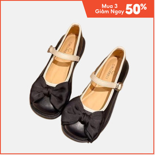 Giày lolita chất da mềm phối nơ phong cách hàn quốc Mã: QV 36