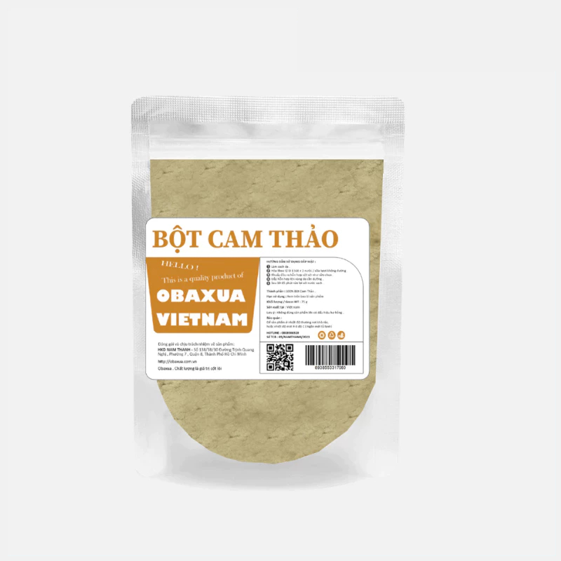 Bột Cam Thảo OBAXUA Nguyên chất - Trắng da, giảm mụn, mờ thâm nám, trẻ hoá:OG038:Bột cam thảo - 75Gr