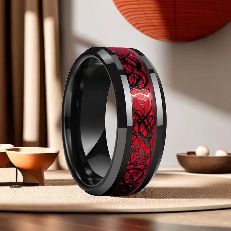 Thoáng Mát Rồng Đỏ Họa Tiết Titan Thép Ngón Tay Nhẫn Dành Cho Nam Hợp Thời Trang Hàng Ngày Đường Phố Bé Trai Hip Hop Nhẫn Phụ Kiện Trên Tay 2024 Trang Sức Thời Trang Nam Quà Tặng