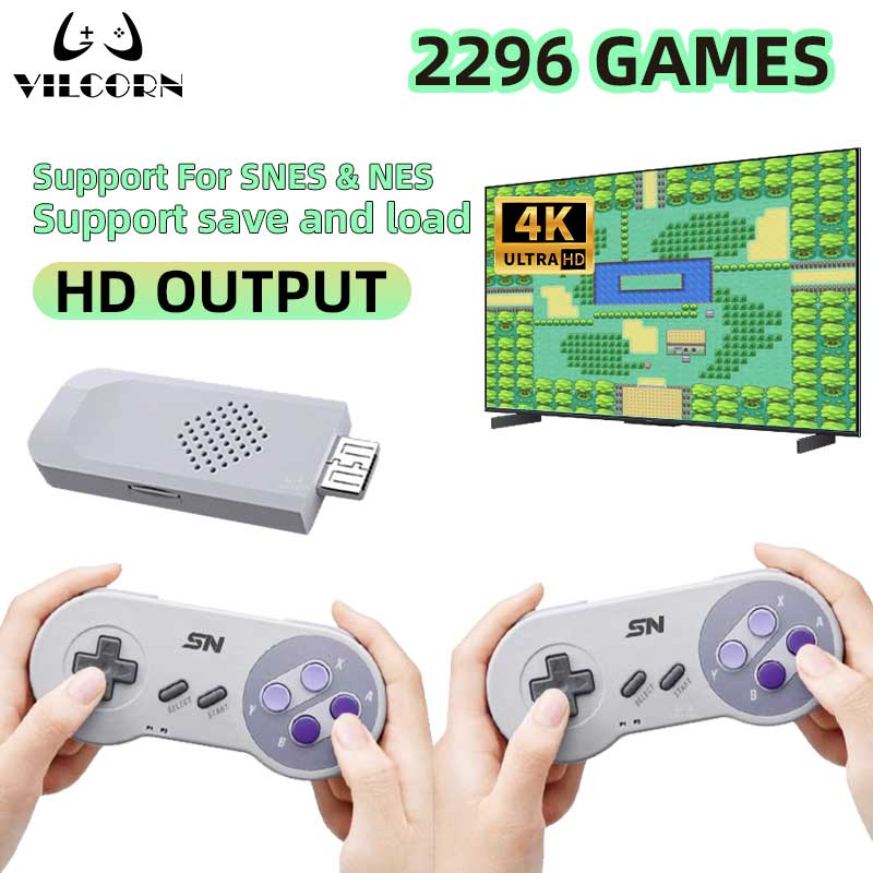 Máy chơi game cầm tay Retro không dây HDMI 16-bit 8-bit cho Super Nintendo SNES NES 2700+ Game Stick