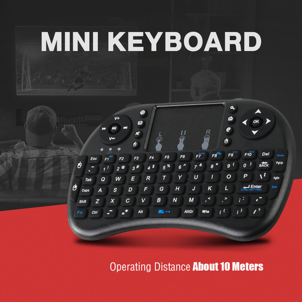 Bàn Phím Không Dây i8 Mini 2.4G Cổ Điển Đen Tiếng Anh 2.4G Chuột Không Khí Trò Chơi Từ Xa Touchpad Cho Android TV Box PC