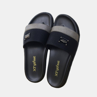 Dép nam quai da phối màu gắn mác yofeet ĐEN NÂU Mã: XT96