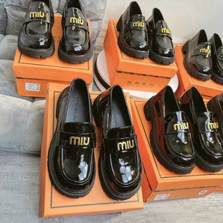 Giày miu miu chất da bóng oxford nữ đế 3cm siêu êm chân Mã: QV 75