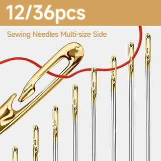 12 / 36 chiếc kim may đa kích thước bên mở thép không gỉ darning may hộ gia đình dụng cụ cầm tay dụng cụ may vá và phụ kiện