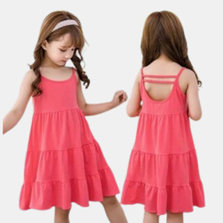 Váy hai dây chất thun mềm mịn TANOSA dáng xòe điệu đà cho bé gái 10-25kg Mã: TNS169