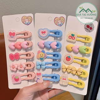 Sét kẹp tóc 5 chi tiết dễ thương cho bé 5ct thỏ xanh mã: cl31