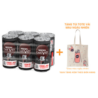Combo 6 Lon Cà phê đen uống liền Nescafe Cafe Việt